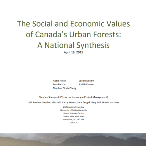 Canadian Forest Service: Social & Economic Values of Canada’s Urban Forests